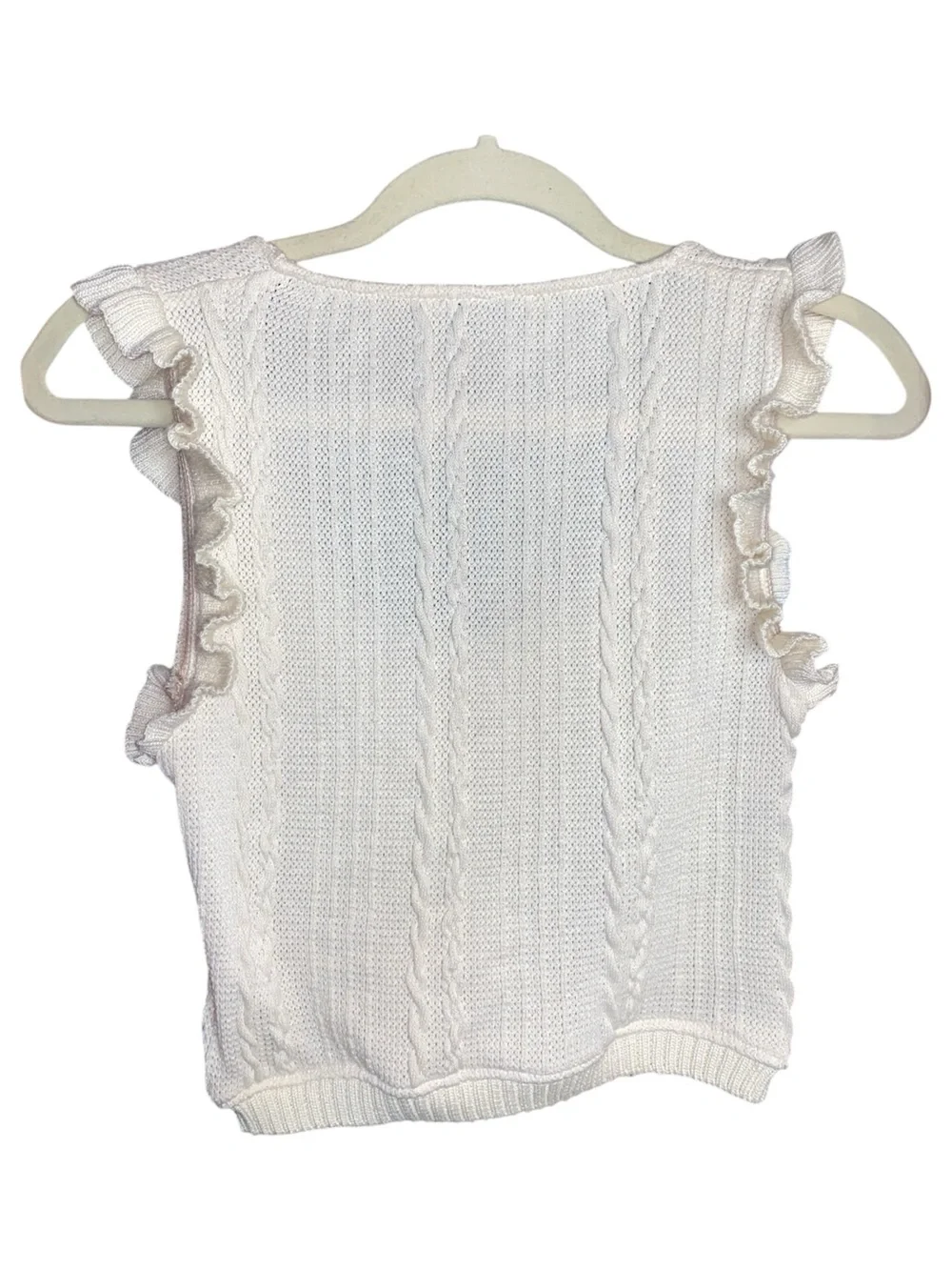 Zara Cream Crochet Knit Crop Sweater Tank Top, Size Medium - Picture 2 of 5